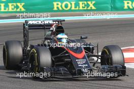 Fernando Alonso (ESP) McLaren MP4-30. 28.11.2015. Formula 1 World Championship, Rd 19, Abu Dhabi Grand Prix, Yas Marina Circuit, Abu Dhabi, Qualifying Day.