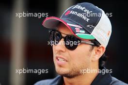 Sergio Perez (MEX) Sahara Force India F1. 26.11.2015. Formula 1 World Championship, Rd 19, Abu Dhabi Grand Prix, Yas Marina Circuit, Abu Dhabi, Preparation Day.