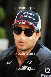 Sergio Perez (MEX) Sahara Force India F1. 26.11.2015. Formula 1 World Championship, Rd 19, Abu Dhabi Grand Prix, Yas Marina Circuit, Abu Dhabi, Preparation Day.