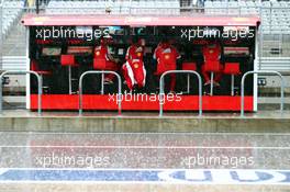 The Ferrari pit gantry during heavy rain that cancelled the second practice session. 23.10.2015. Formula 1 World Championship, Rd 16, United States Grand Prix, Austin, Texas, USA, Practice Day.