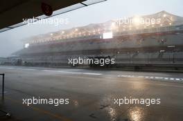 The Mercedes AMG F1 pit gantry takes a battering during a thunderstorm that cancelled FP2. 23.10.2015. Formula 1 World Championship, Rd 16, United States Grand Prix, Austin, Texas, USA, Practice Day.