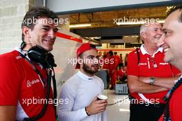 (L to R): Graeme Lowdon (GBR) Manor Marussia F1 Team Chief Executive Officer with Will Stevens (GBR) Manor Marussia F1 Team; John Booth (GBR) Manor Marussia F1 Team Team Principal; and Gianluca Pisanello (ITA) Manor Marussia F1 Team Chief Engineer. 23.10.2015. Formula 1 World Championship, Rd 16, United States Grand Prix, Austin, Texas, USA, Practice Day.
