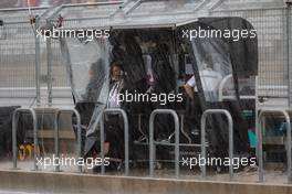 The Mercedes AMG F1 pit gantry during heavy rain in the second practice session. 23.10.2015. Formula 1 World Championship, Rd 16, United States Grand Prix, Austin, Texas, USA, Practice Day.