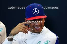 Lewis Hamilton (GBR) Mercedes AMG F1 in the FIA Press Conference. 25.10.2015. Formula 1 World Championship, Rd 16, United States Grand Prix, Austin, Texas, USA, Race Day.