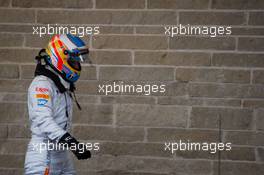 Fernando Alonso (ESP) McLaren in parc ferme. 25.10.2015. Formula 1 World Championship, Rd 16, United States Grand Prix, Austin, Texas, USA, Race Day.