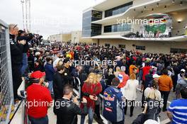 The podium (L to R): Nico Rosberg (GER) Mercedes AMG F1, second; Lewis Hamilton (GBR) Mercedes AMG F1, race winner and World Champion; Sebastian Vettel (GER) Ferrari, third. 25.10.2015. Formula 1 World Championship, Rd 16, United States Grand Prix, Austin, Texas, USA, Race Day.