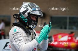Nico Rosberg (GER) Mercedes AMG F1 celebrates his second position in parc ferme. 25.10.2015. Formula 1 World Championship, Rd 16, United States Grand Prix, Austin, Texas, USA, Race Day.