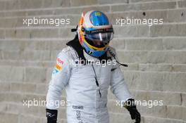Fernando Alonso (ESP) McLaren in parc ferme. 25.10.2015. Formula 1 World Championship, Rd 16, United States Grand Prix, Austin, Texas, USA, Race Day.