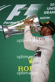 1st place and world champion Lewis Hamilton (GBR) Mercedes AMG F1. 25.10.2015. Formula 1 World Championship, Rd 16, United States Grand Prix, Austin, Texas, USA, Race Day.