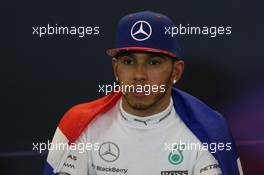 Lewis Hamilton (GBR) Mercedes AMG F1 in the FIA Press Conference. 25.10.2015. Formula 1 World Championship, Rd 16, United States Grand Prix, Austin, Texas, USA, Race Day.