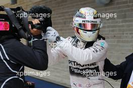 Race winner and World Champion Lewis Hamilton (GBR) Mercedes AMG F1 celebrates in parc ferme. 25.10.2015. Formula 1 World Championship, Rd 16, United States Grand Prix, Austin, Texas, USA, Race Day.