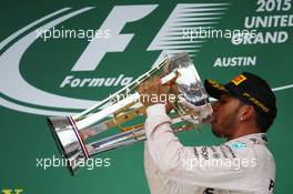 1st place and world champion Lewis Hamilton (GBR) Mercedes AMG F1. 25.10.2015. Formula 1 World Championship, Rd 16, United States Grand Prix, Austin, Texas, USA, Race Day.