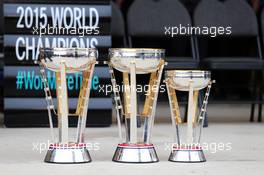 Trophies for the Mercedes AMG F1 team and Lewis Hamilton (GBR) Mercedes AMG F1. 25.10.2015. Formula 1 World Championship, Rd 16, United States Grand Prix, Austin, Texas, USA, Race Day.