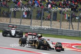 Romain Grosjean (FRA) Lotus F1 E23. 25.10.2015. Formula 1 World Championship, Rd 16, United States Grand Prix, Austin, Texas, USA, Race Day.