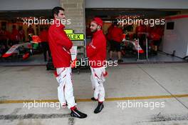 (L to R): Alexander Rossi (USA) Manor Marussia F1 Team with team mate Will Stevens (GBR) Manor Marussia F1 Team. 24.10.2015. Formula 1 World Championship, Rd 16, United States Grand Prix, Austin, Texas, USA, Qualifying Day.