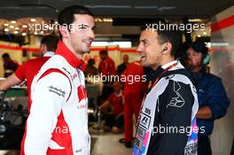 (L to R): Alexander Rossi (USA) Manor Marussia F1 Team with Will Buxton (GBR) NBC Sports Network TV Presenter. 24.10.2015. Formula 1 World Championship, Rd 16, United States Grand Prix, Austin, Texas, USA, Qualifying Day.