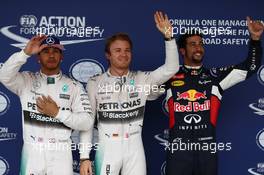 Pole for Nico Rosberg (GER) Mercedes AMG F1 W06, 2nd for Lewis Hamilton (GBR) Mercedes AMG F1 W06 and 3rd for Daniel Ricciardo (AUS) Red Bull Racing RB11. Qualifying 25.10.2015. Formula 1 World Championship, Rd 16, United States Grand Prix, Austin, Texas, USA, Race Day.