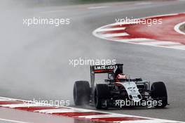 Nico Hulkenberg (GER) Sahara Force India F1 VJM08 in the qualifying session. 25.10.2015. Formula 1 World Championship, Rd 16, United States Grand Prix, Austin, Texas, USA, Race Day.