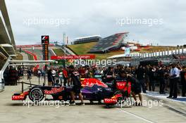 Red Bull Racing RB11 in the pits. 22.10.2015. Formula 1 World Championship, Rd 16, United States Grand Prix, Austin, Texas, USA, Preparation Day.