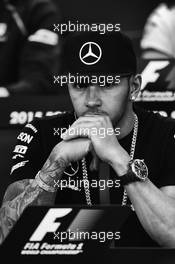 Lewis Hamilton (GBR) Mercedes AMG F1 in the FIA Press Conference. 22.10.2015. Formula 1 World Championship, Rd 16, United States Grand Prix, Austin, Texas, USA, Preparation Day.
