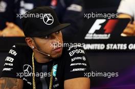 Lewis Hamilton (GBR) Mercedes AMG F1 in the FIA Press Conference. 22.10.2015. Formula 1 World Championship, Rd 16, United States Grand Prix, Austin, Texas, USA, Preparation Day.