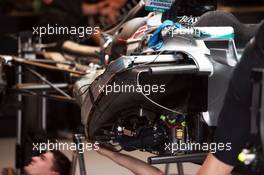 Mercedes AMG F1 W06 being built in the pits. 22.10.2015. Formula 1 World Championship, Rd 16, United States Grand Prix, Austin, Texas, USA, Preparation Day.