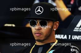 Lewis Hamilton (GBR) Mercedes AMG F1 in the FIA Press Conference. 22.10.2015. Formula 1 World Championship, Rd 16, United States Grand Prix, Austin, Texas, USA, Preparation Day.