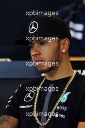 Lewis Hamilton (GBR) Mercedes AMG F1 in the FIA Press Conference. 22.10.2015. Formula 1 World Championship, Rd 16, United States Grand Prix, Austin, Texas, USA, Preparation Day.