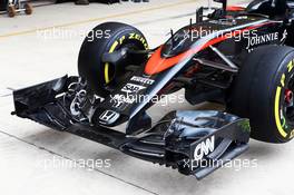 McLaren MP4-30 front wing. 22.10.2015. Formula 1 World Championship, Rd 16, United States Grand Prix, Austin, Texas, USA, Preparation Day.