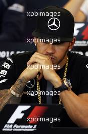 Lewis Hamilton (GBR) Mercedes AMG F1 in the FIA Press Conference. 22.10.2015. Formula 1 World Championship, Rd 16, United States Grand Prix, Austin, Texas, USA, Preparation Day.