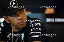 Lewis Hamilton (GBR) Mercedes AMG F1 in the FIA Press Conference. 22.10.2015. Formula 1 World Championship, Rd 16, United States Grand Prix, Austin, Texas, USA, Preparation Day.