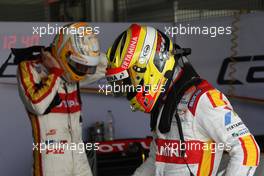 Race 1, Arthur Pic (FRA) Campos Racing and Rio Haryanto (IND) Campos Racing 18.04.2015. GP2 Series, Rd 1, Sakhir, Bahrain,Saturday.