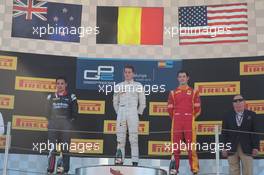 Podium Race 1,  winner Stoffel Vandoorne (BEL), ART Grand Prix, 2nd Mitch Evans (NZL), Russian Time, 3rd Alexander Rossi (USA), Racing Engineering 09.05.2015. GP2 Series, Rd 2, Barcelona, Spain, Saturday.