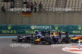 Race 1, Artem Markelov (Rus) Russian Time and Pierre Gasly (FRA) Dams 28.11.2015. GP2 Series, Rd 11, Yas Marina Circuit, Abu Dhabi, UAE, Saturday.