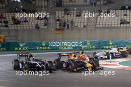 Race 1, Artem Markelov (Rus) Russian Time and Pierre Gasly (FRA) Dams 28.11.2015. GP2 Series, Rd 11, Yas Marina Circuit, Abu Dhabi, UAE, Saturday.