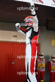 Esteban Ocon (FRA), Art Grand Prix celebrates his victory in race 1 09.05.2015. GP3 Series, Rd 1, Barcelona, Spain, Saturday.