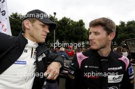 Jörg Bergmeister#91 Porsche Team Manthey Porsche 911 RSR and Kevin Estre #34 OAK Racing Ligier JS P2 12.06.2015. Le Mans 24 Hour, Friday, Drivers Parade, Le Mans, France.