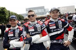 Mikhail Aleshin, Kirill Ladygin, Anton Ladygin #37 SMP Racing BR01 12.06.2015. Le Mans 24 Hour, Friday, Drivers Parade, Le Mans, France.