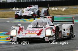 Nicolas Prost (FRA) / Nick Heidfeld (GER) / Mathias Beche (SUI) #12 Rebellion Racing Rebellion R1 Toyota. 10.06.2015. FIA World Endurance Championship Le Mans 24 Hours, Practice and Qualifying, Le Mans, France. Wednesday.