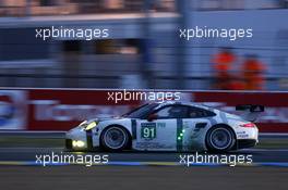 Richard Lietz, Jörg Bergmeister, Michael Christensen #91 Porsche Team Manthey Porsche 911 RSR 14.06.2015. Le Mans 24 Hour, Race, Le Mans, France.