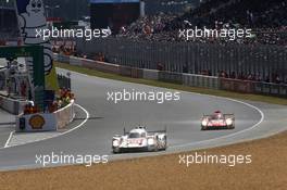 Nicolas Prost, Nick Heidfeld, Mathias Beche #12 Rebellion Racing Rebellion R-One 13.06.2015. Le Mans 24 Hour, Race, Le Mans, France.