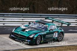 Yelmer Buurman, Adam Christodoulou, Jaap van Lagen, Black Falcon, Mercedes-Benz SLS AMG GT3 27.03.2015. VLN ADAC Westfalenfahrt, Round 1, Nurburgring, Germany.  www.xpbimages.com, EMail: requests@xpbimages.com - copy of publication required for printed pictures. Every used picture is fee-liable. © Copyright: Herweg / XPB Images