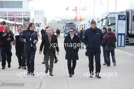 (L to R): Oliver Fisch, FIA Director of Communication; with Jean Todt (FRA) FIA President; Pierre Fillon, ACO President; Gerard Neveu (FRA) WEC CEO. 12.04.2015. FIA World Endurance Championship, Round 1, Silverstone, England, Sunday.