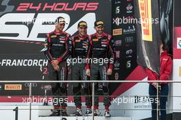 Podium, overall, Belgian Audi Club Team WRT, Audi R8 LMS: Nico Müller, René Rast, Laurens Vanthoor  27-31.07.2016. Blancpain Endurance Series, Round 4, 24h Spa-Francorchamps, Belguim