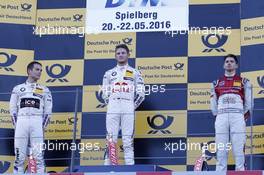 Podium: 2nd Tom Blomqvist (GBR) BMW Team RBM, BMW M4 DTM; 1st Marco Wittmann (GER) BMW Team RMG, BMW M4 DTM; 3rd Edoardo Mortara (ITA) Audi Sport Team Abt Sportsline, Audi RS 5 DTM. 21.05.2016, DTM Round 2, Spielberg, Austria, Race 1, Saturday.