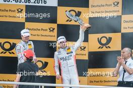 podium, Robert Wickens (CAN) Mercedes-AMG Team HWA, Mercedes-AMG C63 DTM,  05.06.2016, DTM Round 3, Lausitzring, Germany, Sunday.