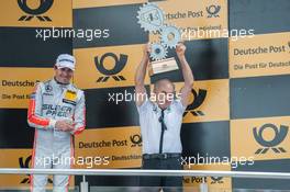 podium, teamboss Peter Mücke Mercedes-AMG Team Mücke, Robert Wickens (CAN) Mercedes-AMG Team HWA, Mercedes-AMG C63 DTM,  05.06.2016, DTM Round 3, Lausitzring, Germany, Sunday.