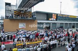podium, Lucas Auer (AUT) Mercedes-AMG Team Mücke, Mercedes-AMG C63 DTM,  05.06.2016, DTM Round 3, Lausitzring, Germany, Sunday.