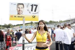 Grid girl of Miguel Molina (ESP) Audi Sport Team Abt Sportsline, Audi RS 5 DTM. 24.09.2016, DTM Round 8, Hungaroring, Hungary, Saturday, Race 1.