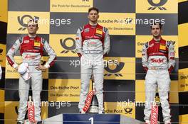 Podium: Race winner Edoardo Mortara (ITA) Audi Sport Team Abt Sportsline, Audi RS 5 DTM; second place Jamie Green (GBR) Audi Sport Team Rosberg, Audi RS 5 DTM; third place Miguel Molina (ESP) Audi Sport Team Abt Sportsline, Audi RS 5 DTM. 24.09.2016, DTM Round 8, Hungaroring, Hungary, Saturday, Race 1.